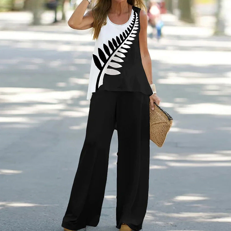 Outfit Top Elastic High Waist Pants