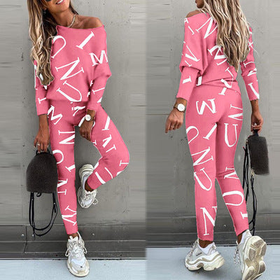Women's Letter Printing Long-sleeve Suit