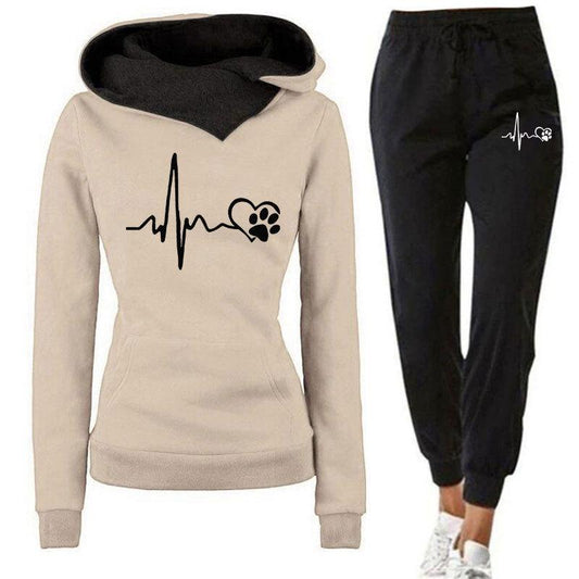 Casual Sportswear Suit Heartbeat Frequency Printing