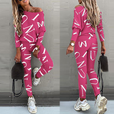 Women's Letter Printing Long-sleeve Suit